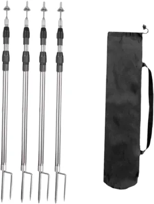 4Pcs Tarp Poles Replacement Portable Lightweight Tent Rods Telescoping Canopy Poles for Picnic Gazebo Porch Camping Outdoor