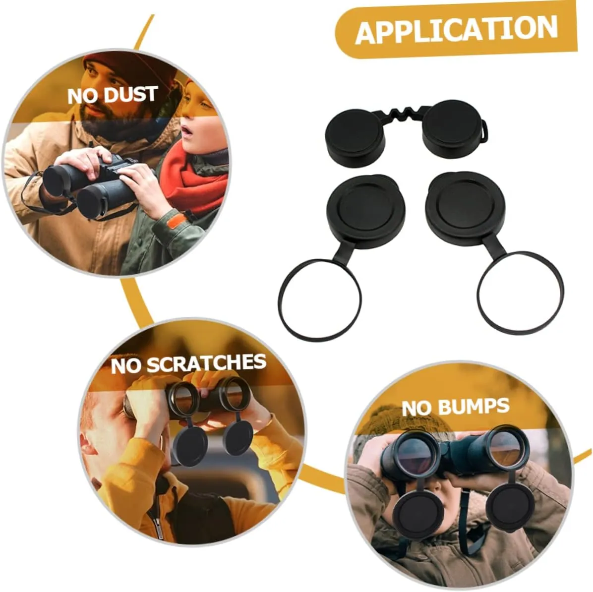 4sets Protective Objective Lens Caps for Binoculars and Scratch Lens and Simple Design for Outdoor Activities and Bird Watching