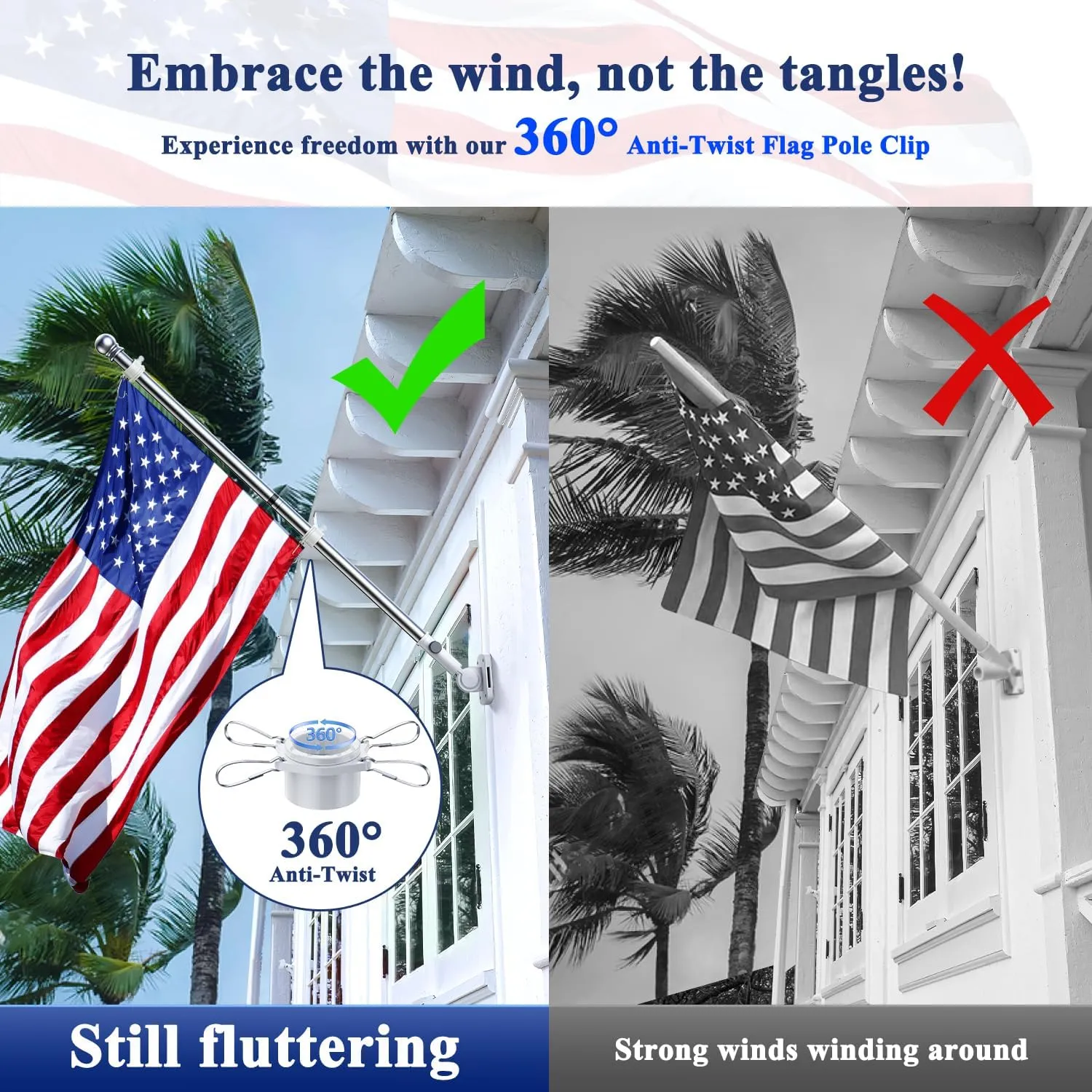 5 FT Flag Pole Kit, Tangle Free Spinning Weather Resistant Rustproof Stainless Steel Flagpole with Base for 3x5 Sports Flag 1" Dia Flag Pole Holder for Outside House, Wall (Silver)