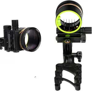 5 Pin Bow Sight, 019 Fiber Optics Archery Sight with 8X Magnification Sight Lens, Windage & Elevation Micro Adjustment (M2 Short Pole(with 8X Lens))