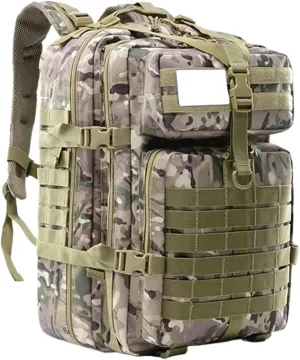 50L Tactical Backpacks Man Traveling Bags Survival Outdoor 3P Assault Pack EDC Molle Pack Hiking Trekking Hunting Bag(CAMO)