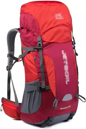 55L Hiking Outdoor Bag Travel Backpack Wear Resistant Sports Backpack with Rain Cover(C)