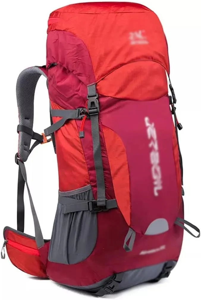 55L Hiking Outdoor Bag Travel Backpack Wear Resistant Sports Backpack with Rain Cover(C)