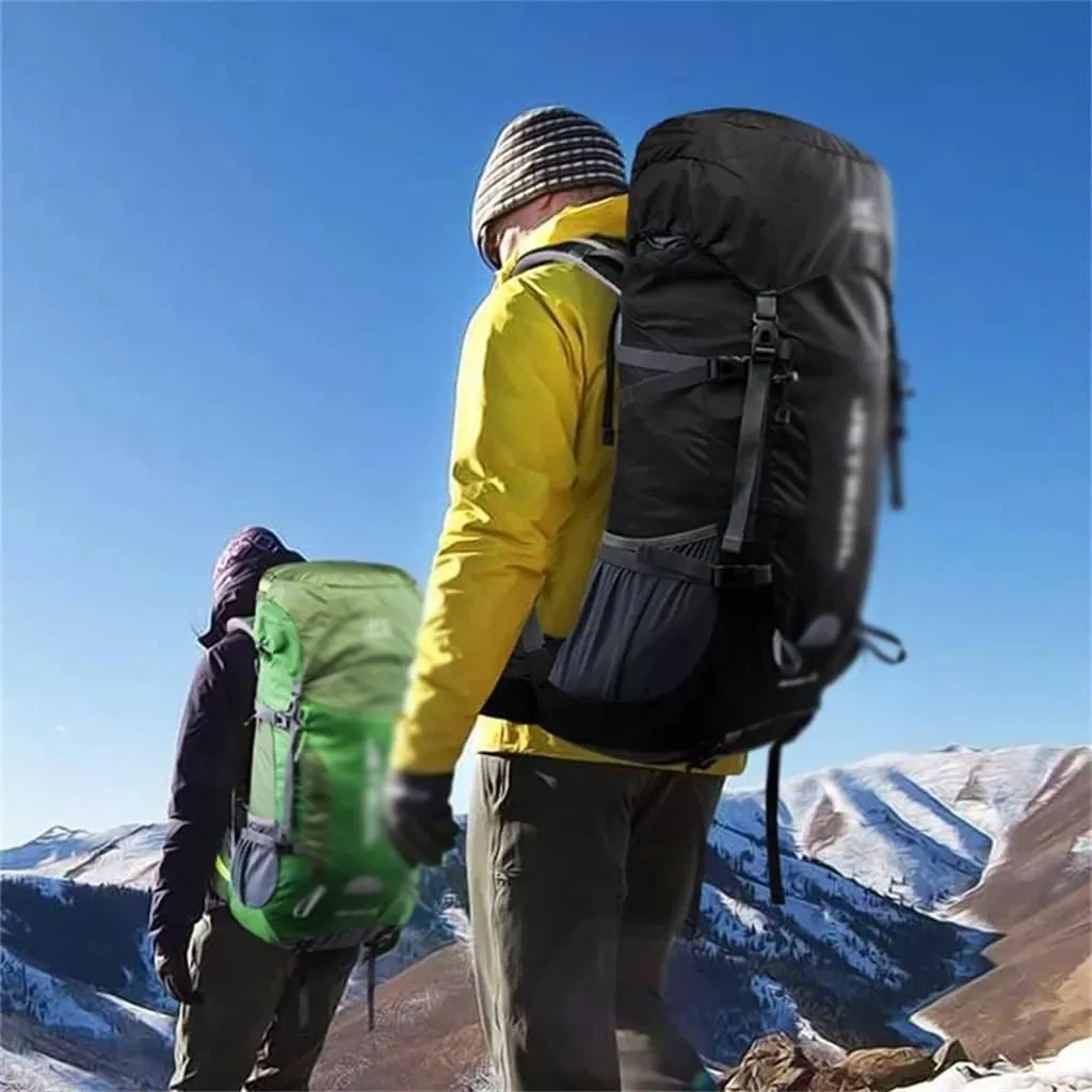 55L Hiking Outdoor Bag Travel Backpack Wear Resistant Sports Backpack with Rain Cover(C)