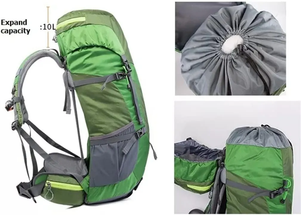 55L Hiking Outdoor Bag Travel Backpack Wear Resistant Sports Backpack with Rain Cover(C)