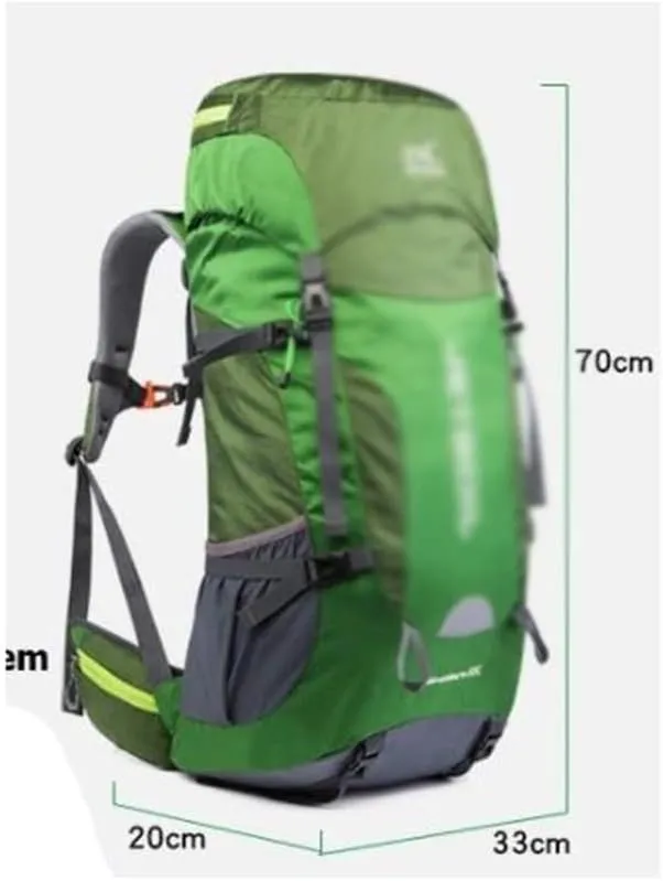 55L Hiking Outdoor Bag Travel Backpack Wear Resistant Sports Backpack with Rain Cover(C)
