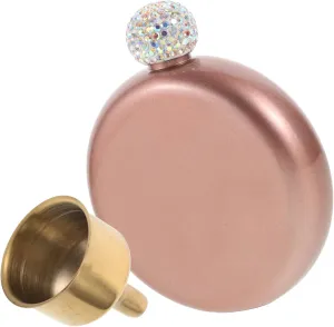 5oz Portable Stainless Steel Flask Metal Hip Flask Diamond Cover Leakproof Outdoor Camping Professional Canteen Stylish Wine Bottle