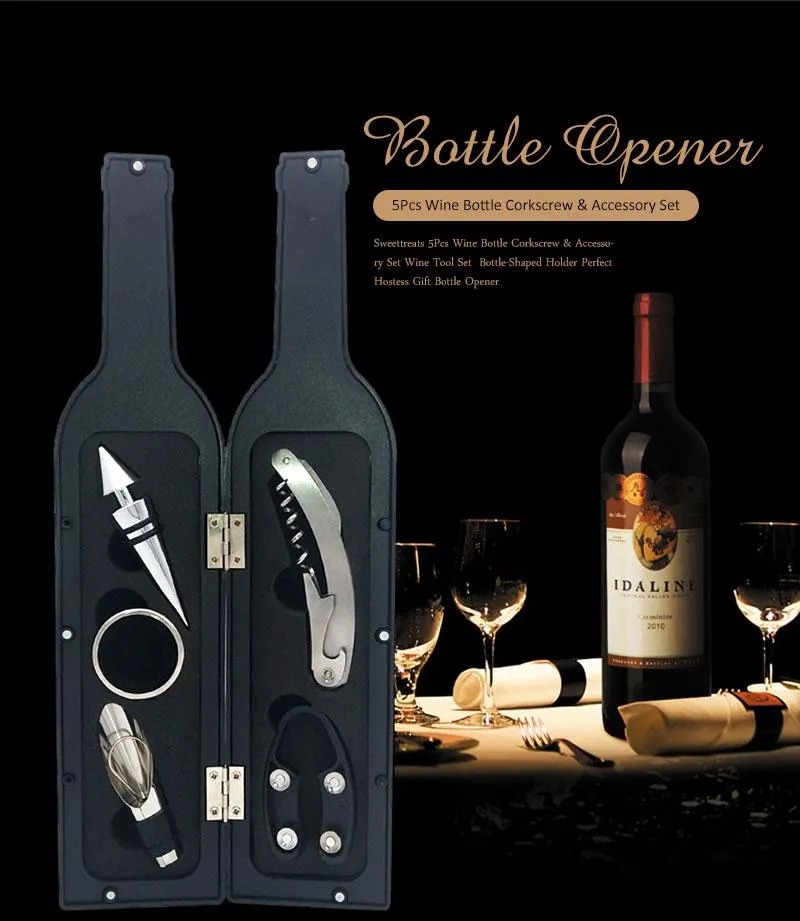5Pcs Wine Bottle Corkscrew & Accessory Set on Sale