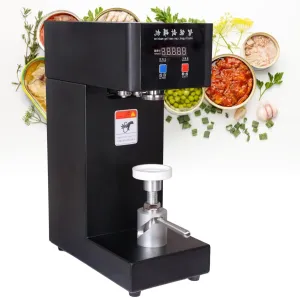 5pcs/min Beer Can Sealer, Commercial Electric Plastic Aluminum Cup Sealer Machine, Tea Infusing Tin Can Seamer,Black-110V