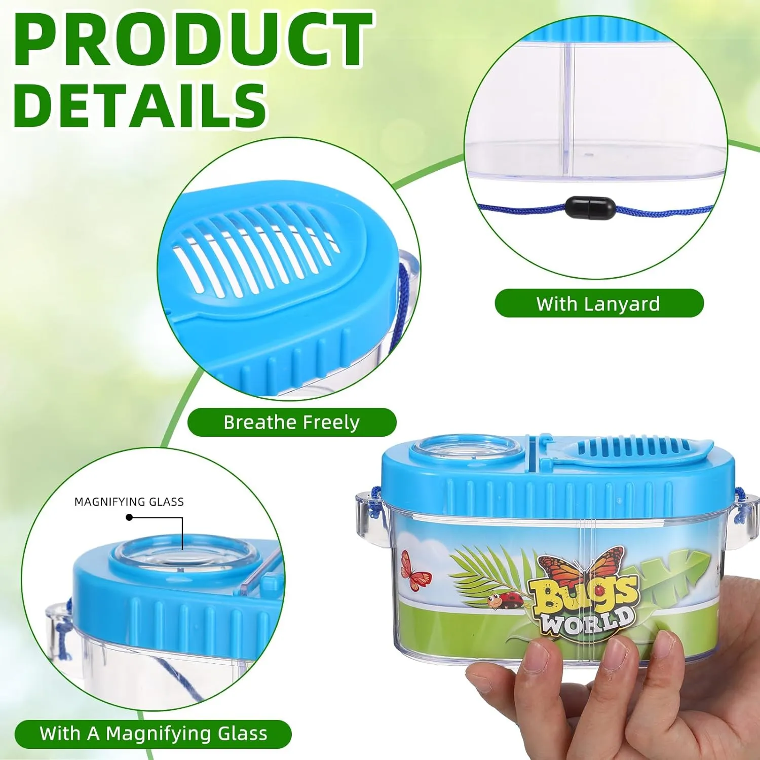 6 Pack Bug Catcher Kit for Kids Bulk Insect Collection Cage Bug Habitat Viewer Magnifying Glass Catching Box Container Explorer Outdoor Nature Gift for Kid Boys Girls(Yellow，Blue)