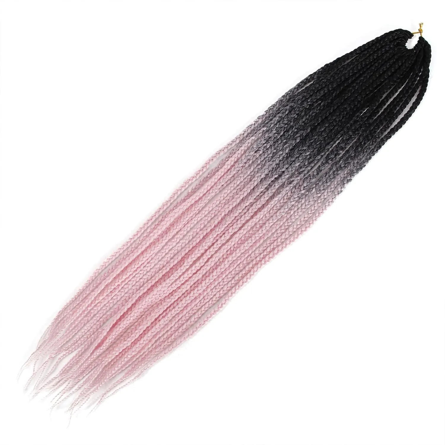6 Packs Box Braids 22Inch Pre-looped Synthetic Braiding Hair - Crochet Box Braids for Black Women (1B/Pink, 22inch)