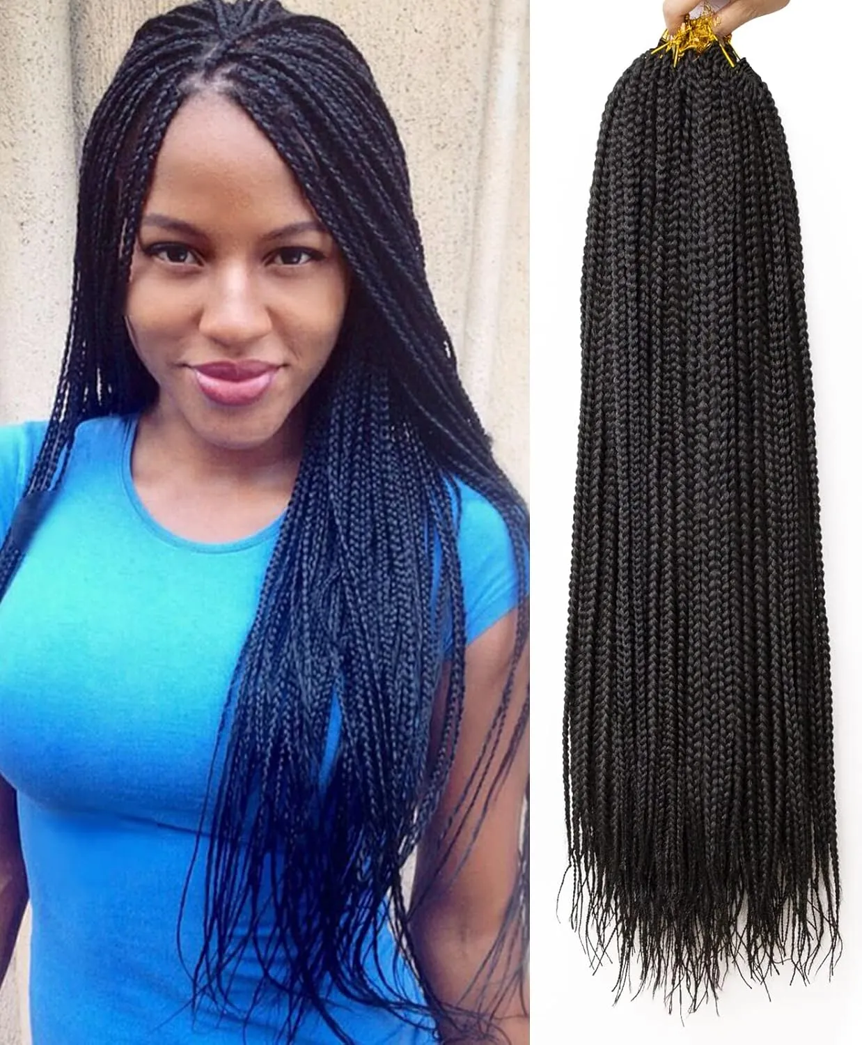 6 Packs Box Braids Crochet Hair Crochet Box Braids Pre-looped Synthetic Hair Crotchet Box Braids Hair 22 Inch (1B, 22inch) …