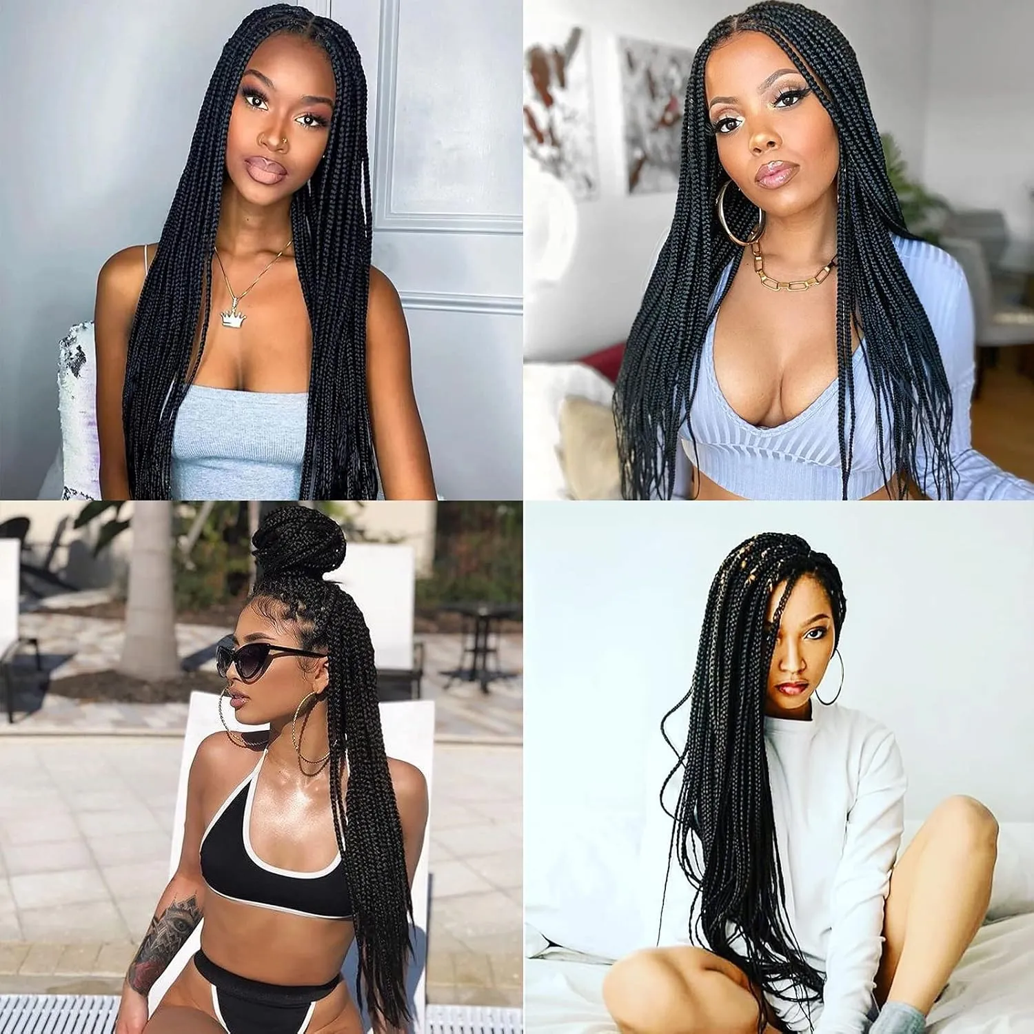 6 Packs Box Braids Crochet Hair Crochet Box Braids Pre-looped Synthetic Hair Crotchet Box Braids Hair 22 Inch (1B, 22inch) …