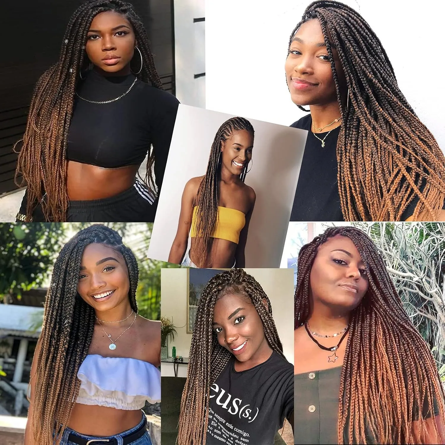 6 Packs Box Braids Crochet Hair Crochet Box Braids Pre-looped Synthetic Hair Crotchet Box Braids Hair 22 Inch (1B/30, 22inch) …