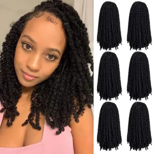 6 Packs Spring Twist Braiding Hair Spring Twists Bomb Twist Hair Synthetic Fiber Fluffy Twist Crochet Braids Low Temperature Twist Crochet Hair for Women Braiding Hair(10inch,1)