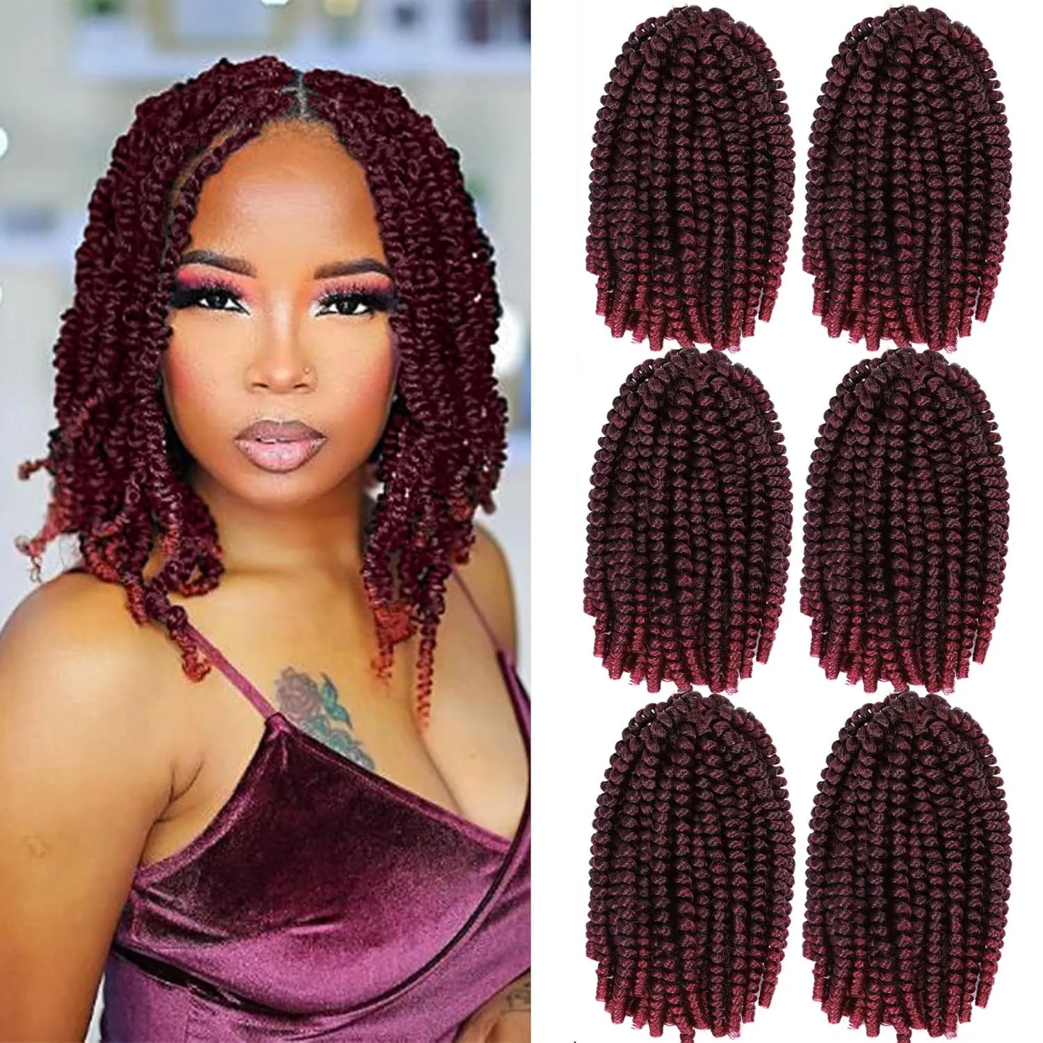 6 Packs Spring Twist Braiding Hair Spring Twists Bomb Twist Hair Synthetic Fiber Fluffy Twist Crochet Braids Low Temperature Twist Crochet Hair for Women Braiding Hair(10inch,T1B/BUG)