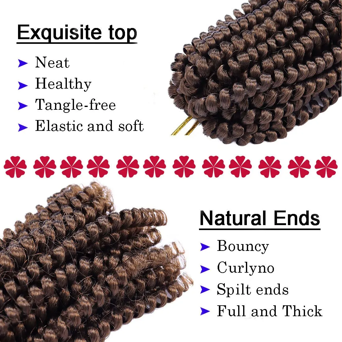 6 Packs Spring Twist Crochet Hair 8inch Spring Twists Bomb Twist Hair Synthetic Fiber Fluffy Twist Crochet Braids Low Temperature Spring Twist Braiding Hair for Women Hair Extension(8inch,30)
