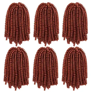6 Packs Spring Twist Crochet Hair 8inch Spring Twists Bomb Twist Hair Synthetic Fiber Fluffy Twist Crochet Braids Low Temperature Spring Twist Braiding Hair for Women Hair Extension(8inch,350)