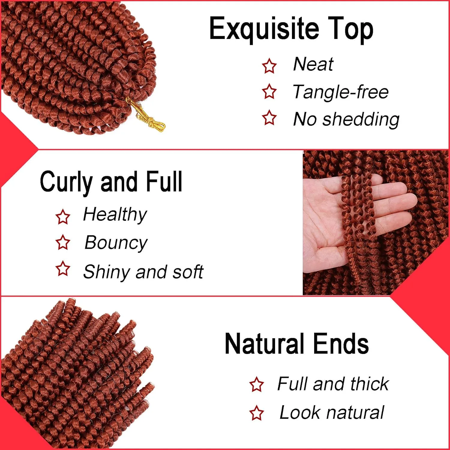 6 Packs Spring Twist Crochet Hair 8inch Spring Twists Bomb Twist Hair Synthetic Fiber Fluffy Twist Crochet Braids Low Temperature Spring Twist Braiding Hair for Women Hair Extension(8inch,350)