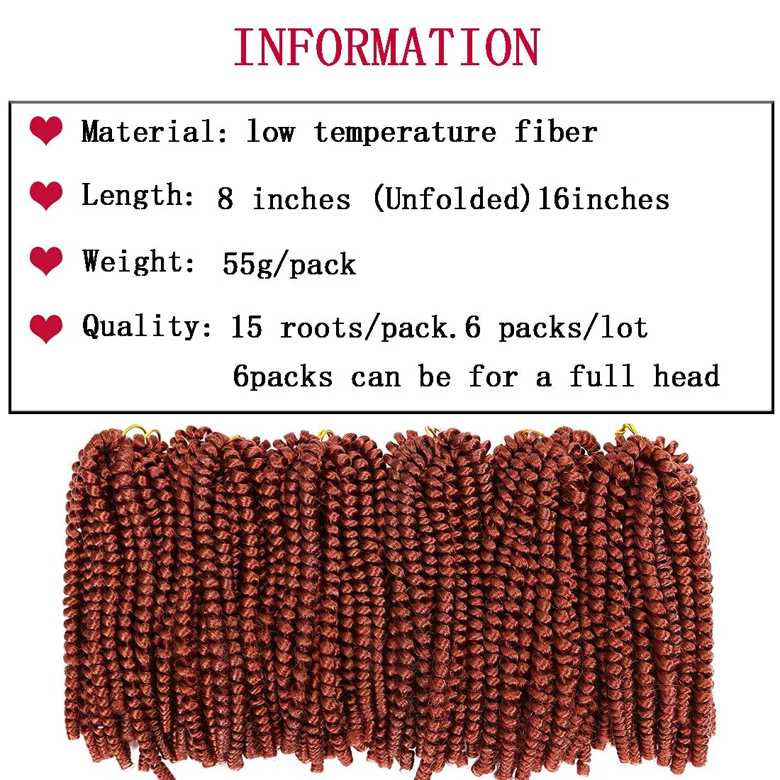 6 Packs Spring Twist Crochet Hair 8inch Spring Twists Bomb Twist Hair Synthetic Fiber Fluffy Twist Crochet Braids Low Temperature Spring Twist Braiding Hair for Women Hair Extension(8inch,350)