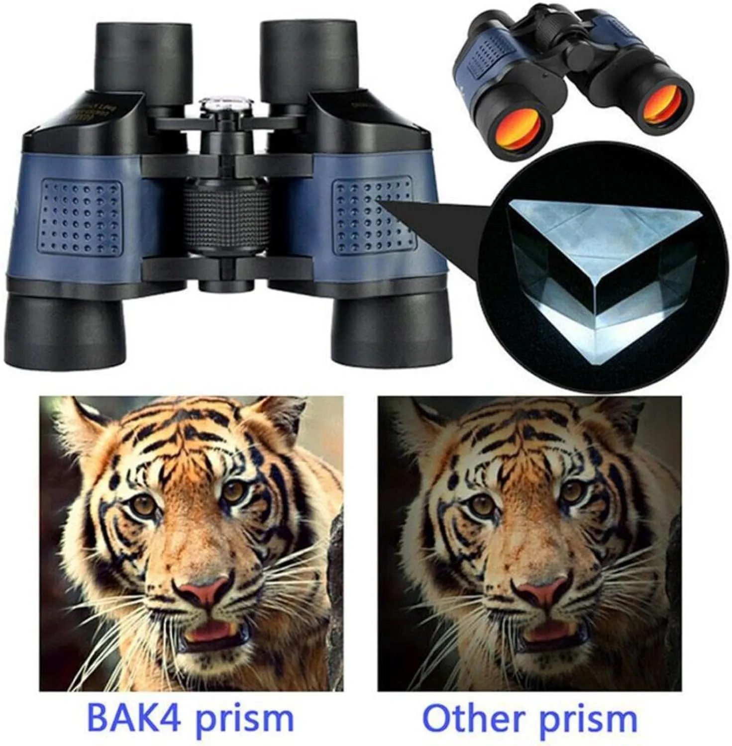 60x60 Night Vision Binoculars with Coordinates, High-Power 4K Telescope, Red Film Optics, Compact and Portable for Civil Use