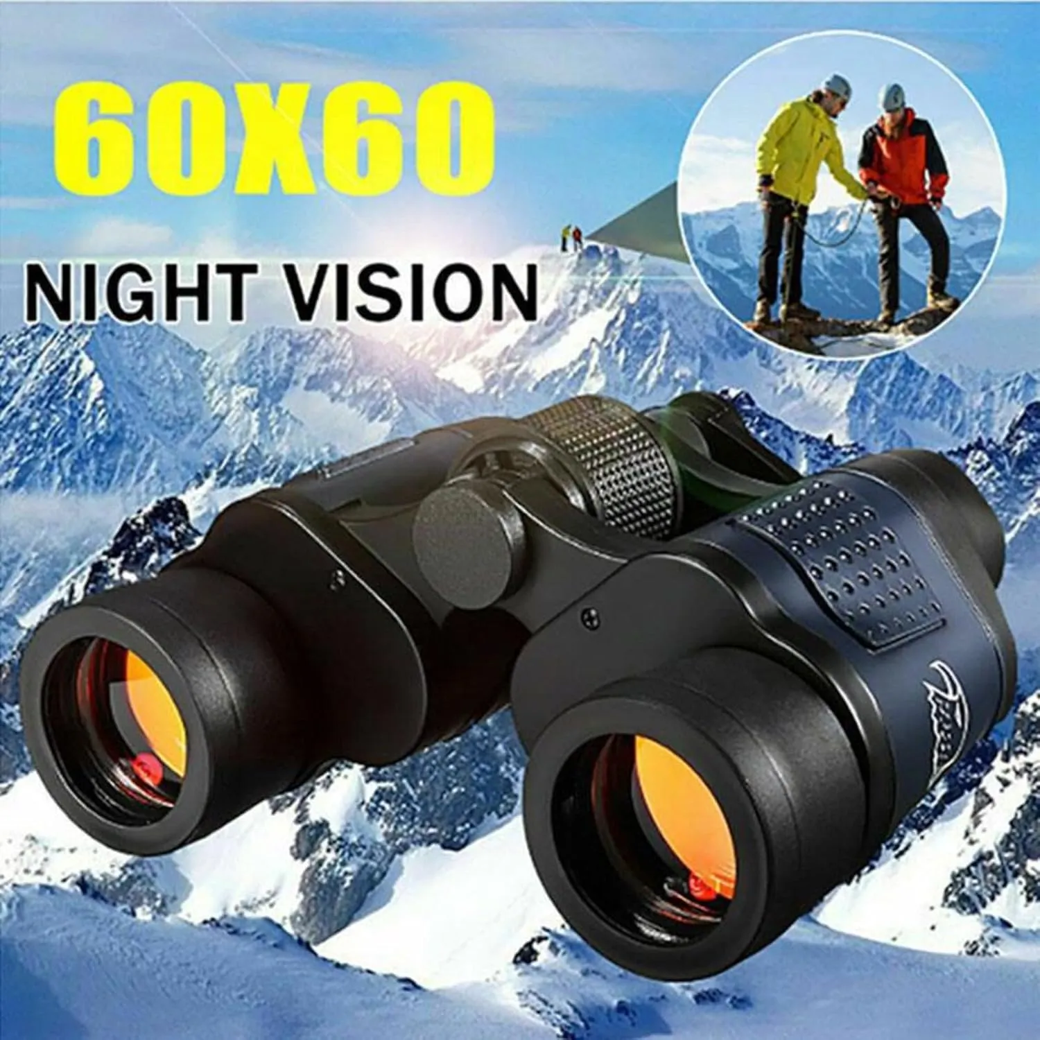 60x60 Night Vision Binoculars with Coordinates, High-Power 4K Telescope, Red Film Optics, Compact and Portable for Civil Use