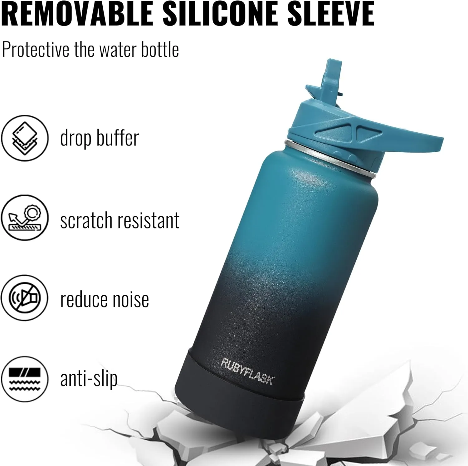 64oz Insulated Water Bottle with Straw, Half Gallon Stainless Steel Vacuum Water Jug, Large Thermos Water Bottle Flask with Leakproof 3 Lids for Travel, Camping, Gym Sports Black