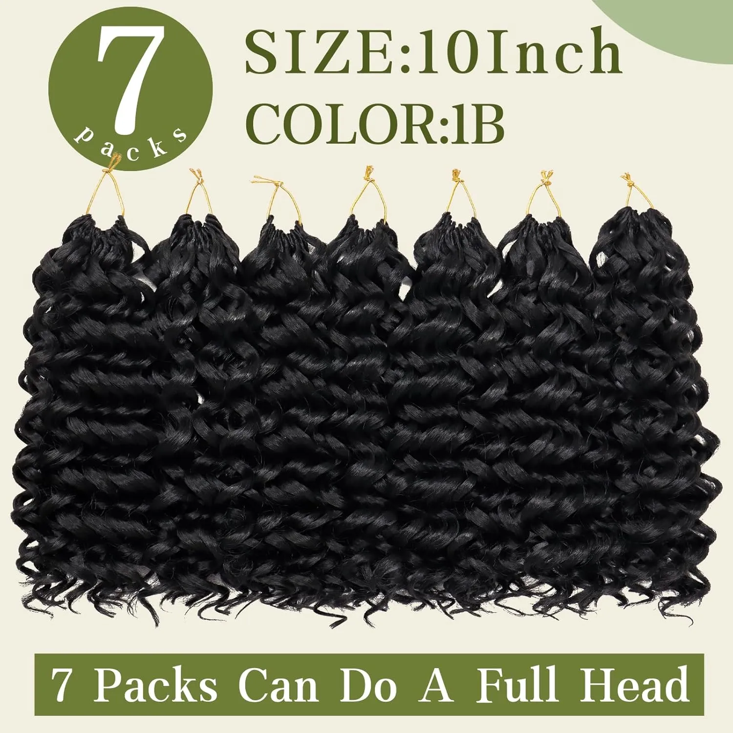 7 Packs Curly Crochet Hair for Black Women 10 Inch GOGO Curl Crochet Hair Deep Ocean Wave Crochet Hair Synthetic Bohemian Crochet Braids(10 inch, 1B)