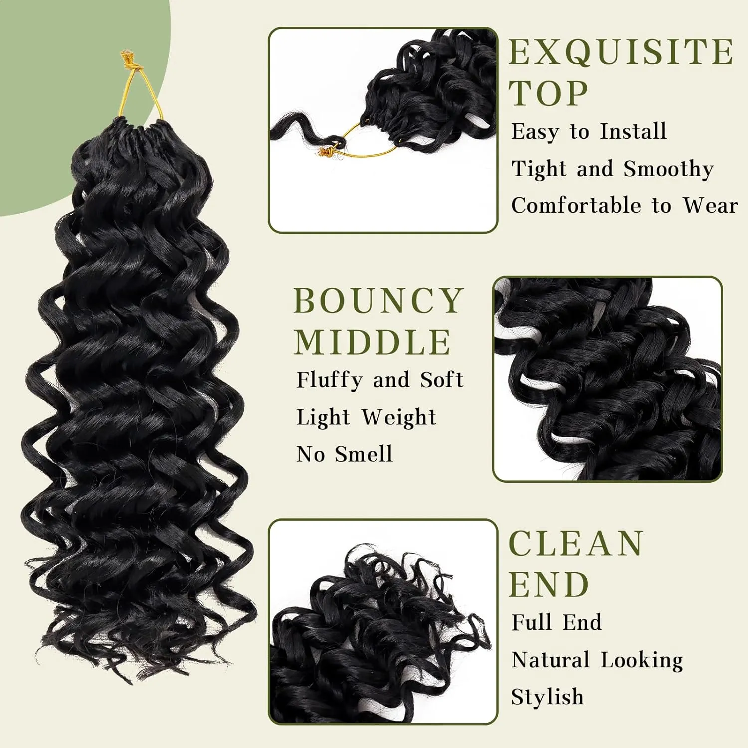 7 Packs Curly Crochet Hair for Black Women 10 Inch GOGO Curl Crochet Hair Deep Ocean Wave Crochet Hair Synthetic Bohemian Crochet Braids(10 inch, 1B)