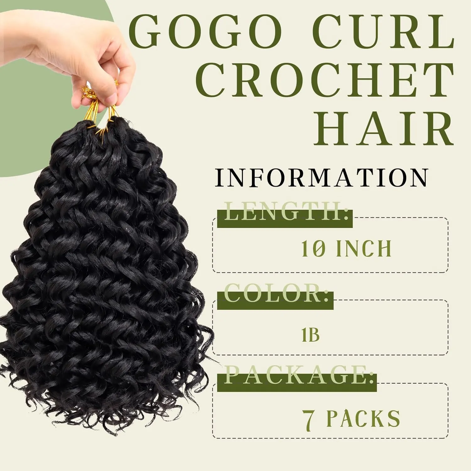 7 Packs Curly Crochet Hair for Black Women 10 Inch GOGO Curl Crochet Hair Deep Ocean Wave Crochet Hair Synthetic Bohemian Crochet Braids(10 inch, 1B)