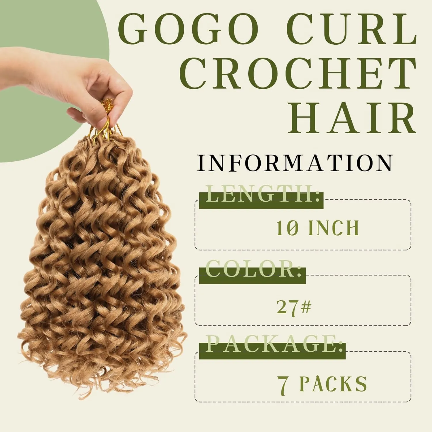 7 Packs Curly Crochet Hair for Black Women 10 Inch GOGO Curl Deep Ocean Water Wave Crochet Hair Synthetic Bohemian Beach Curl Crochet Braids Braiding Hair (10 inch, #27)