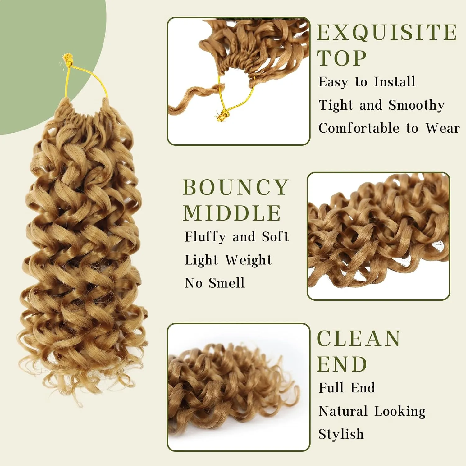 7 Packs Curly Crochet Hair for Black Women 10 Inch GOGO Curl Deep Ocean Water Wave Crochet Hair Synthetic Bohemian Beach Curl Crochet Braids Braiding Hair (10 inch, #27)