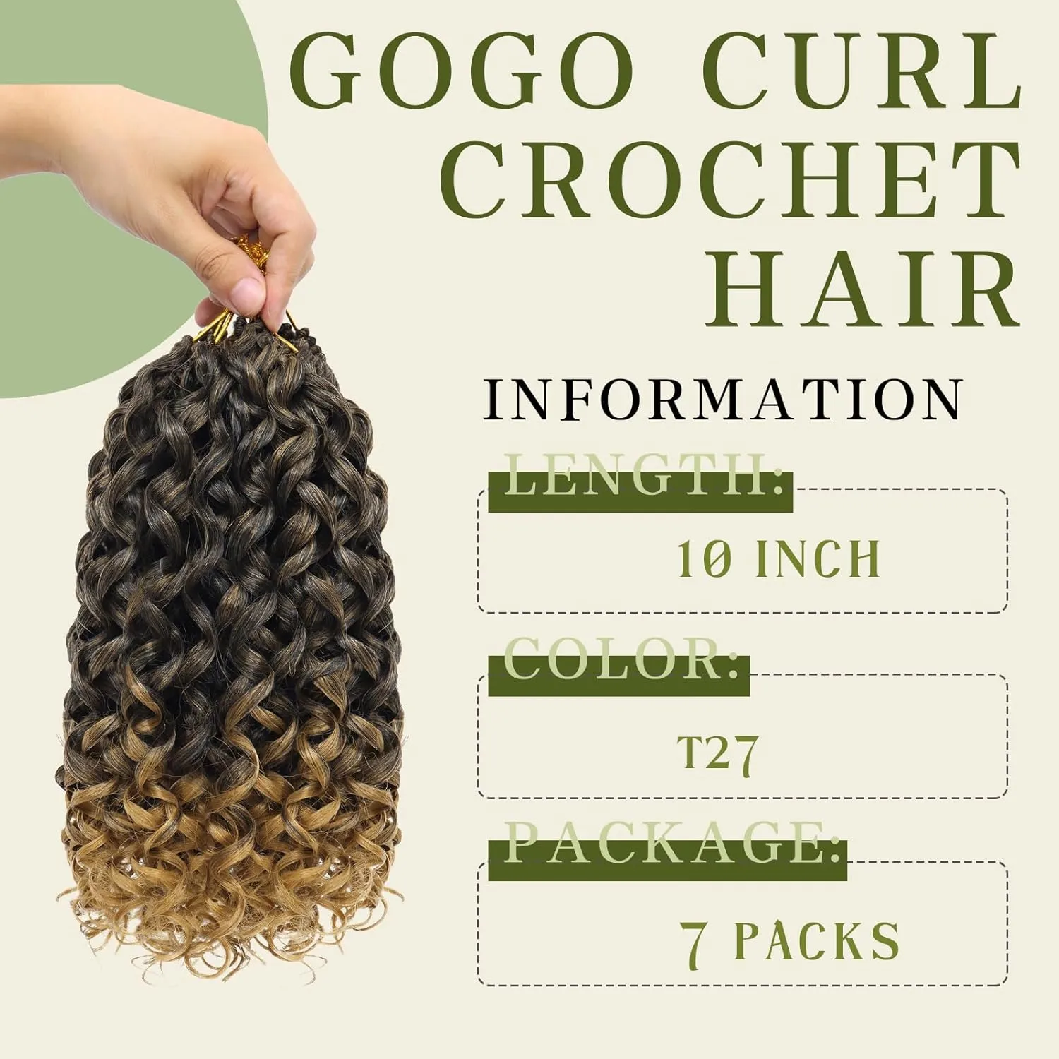 7 Packs Curly Crochet Hair for Black Women 10 Inch GOGO Curl Deep Ocean Water Wave Crochet Hair Synthetic Bohemian Beach Curl Crochet Braids Braiding Hair (10 inch, T27)