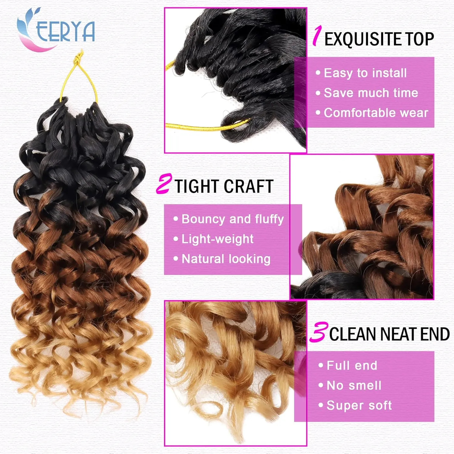 7 Packs GoGo Curl Crochet Hair 8 Inch Short Curly Crochet Hair for Women Deep Wave Beach Curl Crochet Braids Synthetic Braiding Hair Extensions(8 Inch, T1B/30/27)