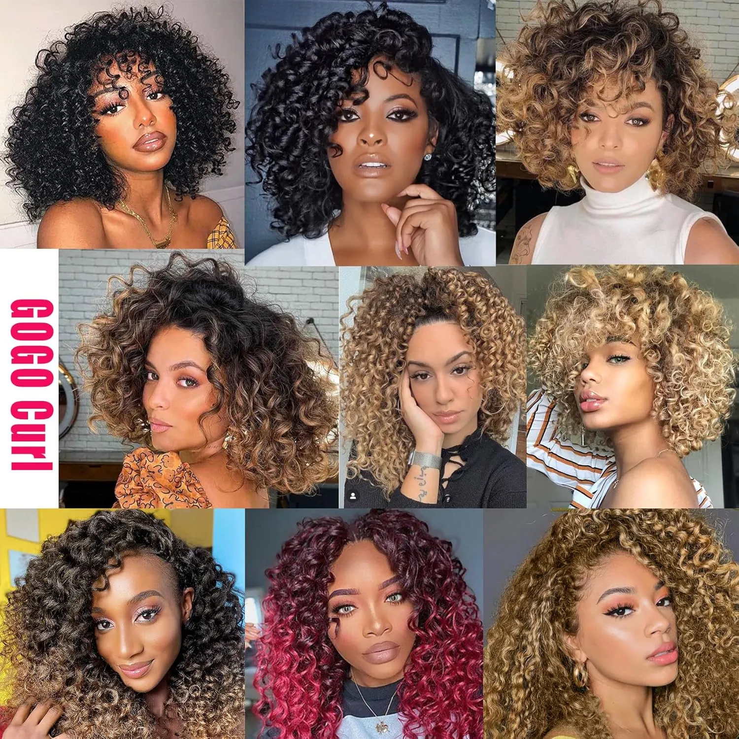 7 Packs GoGo Curl Crochet Hair 8 Inch Short Curly Crochet Hair for Women Deep Wave Beach Curl Crochet Braids Synthetic Braiding Hair Extensions(8 Inch, T27)