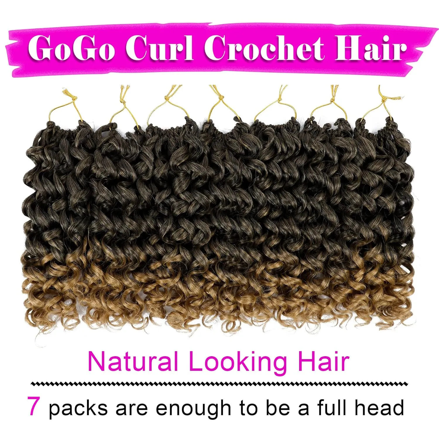 7 Packs GoGo Curl Crochet Hair 8 Inch Short Curly Crochet Hair for Women Deep Wave Beach Curl Crochet Braids Synthetic Braiding Hair Extensions(8 Inch, T27)