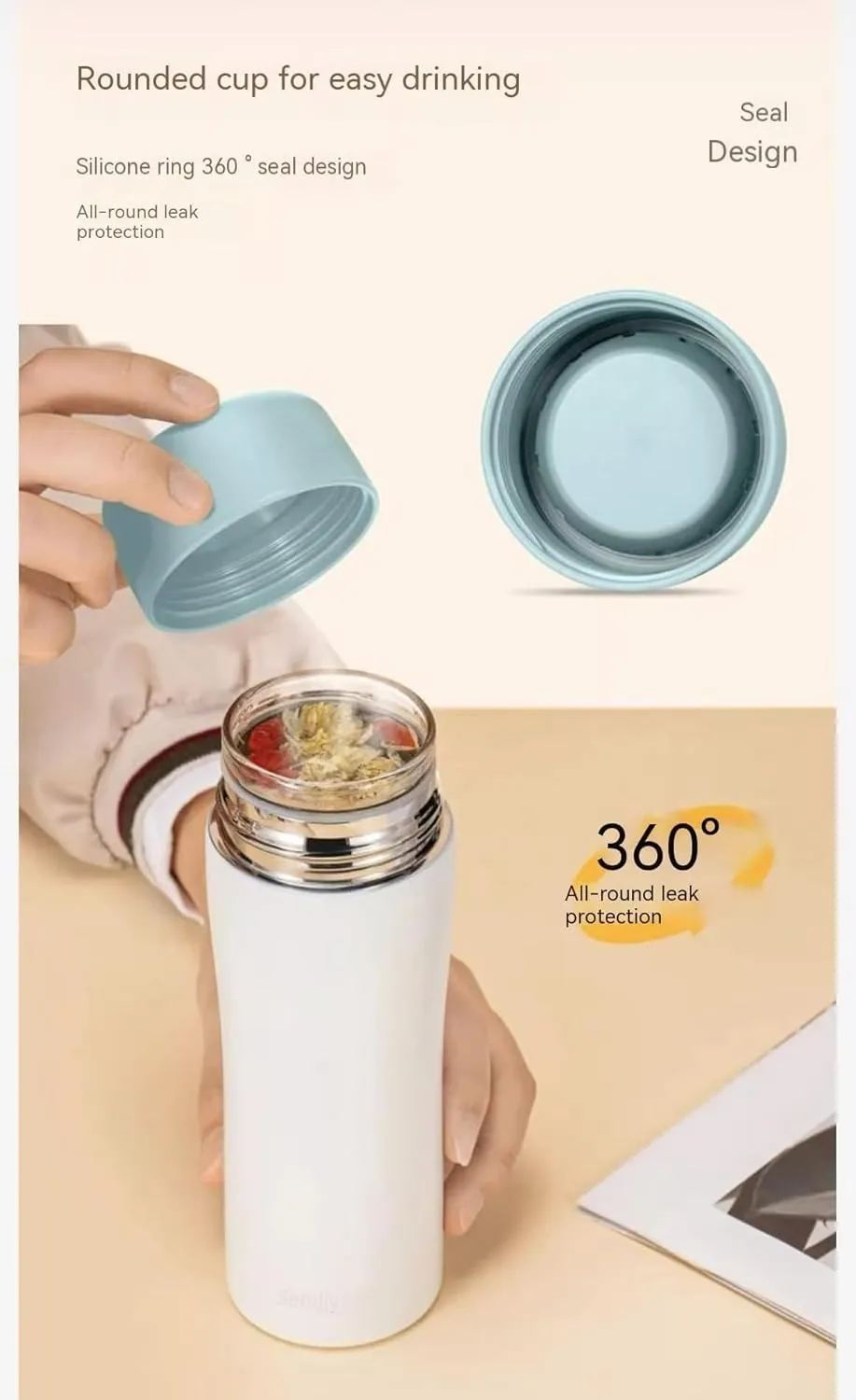7oz/200ml Stainless Steel Vacuum Insulated Water Bottle with glass liner inside,glass lined thermos for Coffee Hot drink and Cold drink water flask(Baby Blue)
