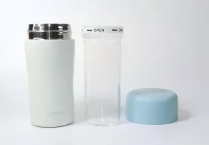 7oz/200ml Stainless Steel Vacuum Insulated Water Bottle with glass liner inside,glass lined thermos for Coffee Hot drink and Cold drink water flask(Baby Blue)