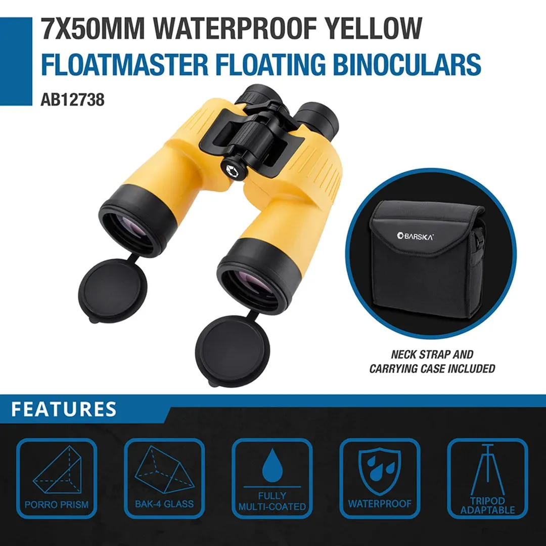 7x50mm Floatmaster Yellow Waterproof Floating Binoculars | AB12738