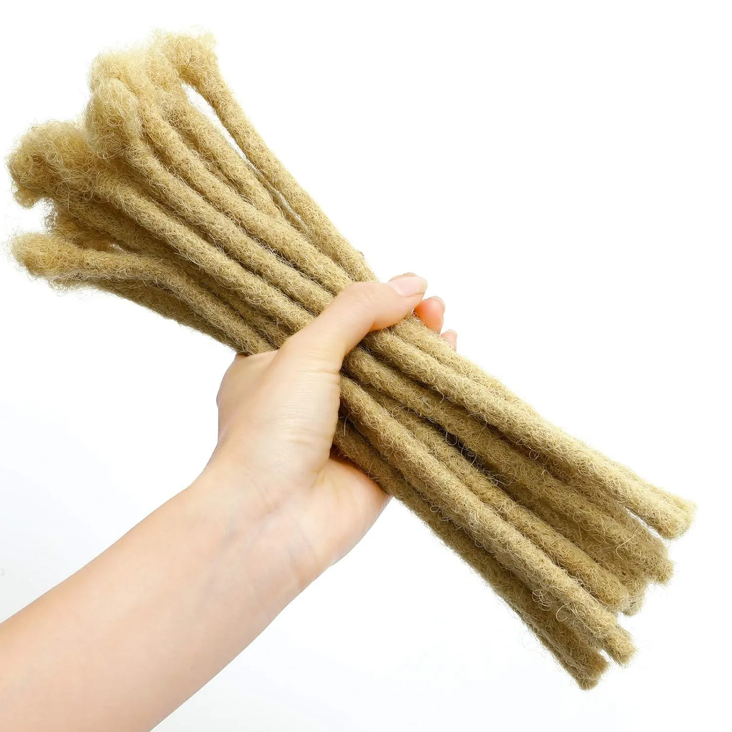 8 Inch 30 Strands #613 Blonde Color 100% Real Human Hair Dreadlock Extensions for Man/Women/Kid Full Head Handmade Can Be Dyed Bleached Curled and 0.6cm Thickness Permanent loc Extension