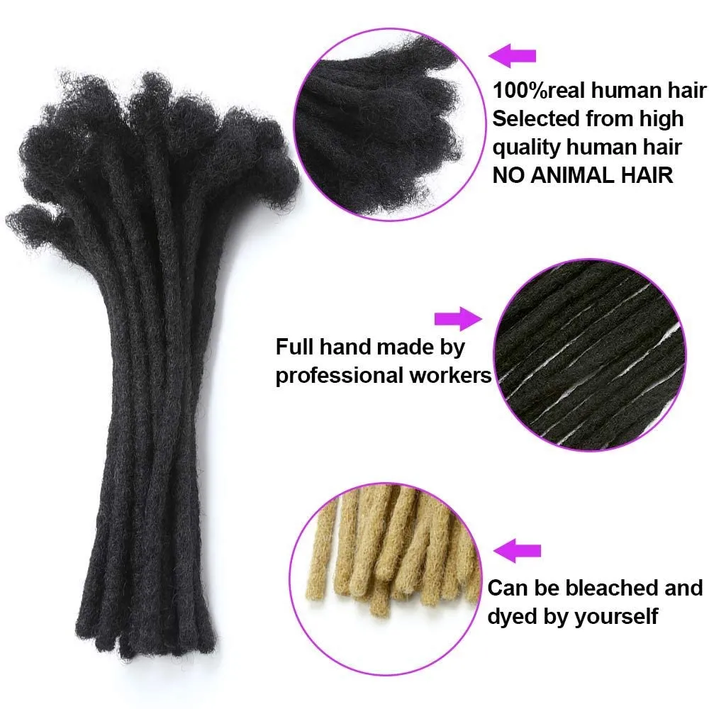 8 inch 30 Strands Loc Extensions Human Hair for Women/Men Can Be Dyed Bleached Curled Full Handmade Permanent Dreadlock Extensions 0.6cm Width