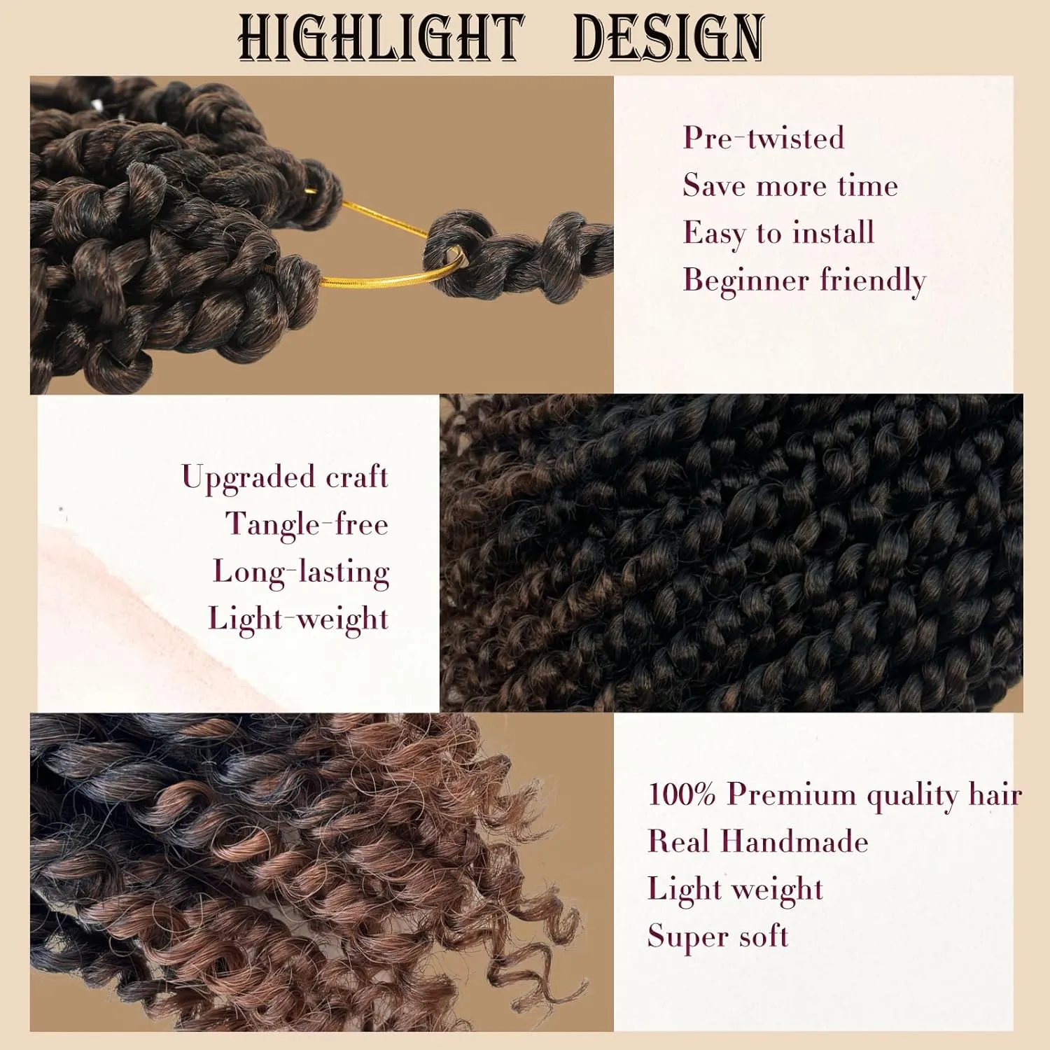 8 Inch Pretwisted Passion Twist Crochet Hair 8 Packs Ombre Brown Prelooped Short Passion Twist Hair Soft Crochet Braids Hair for Women #T1B/30