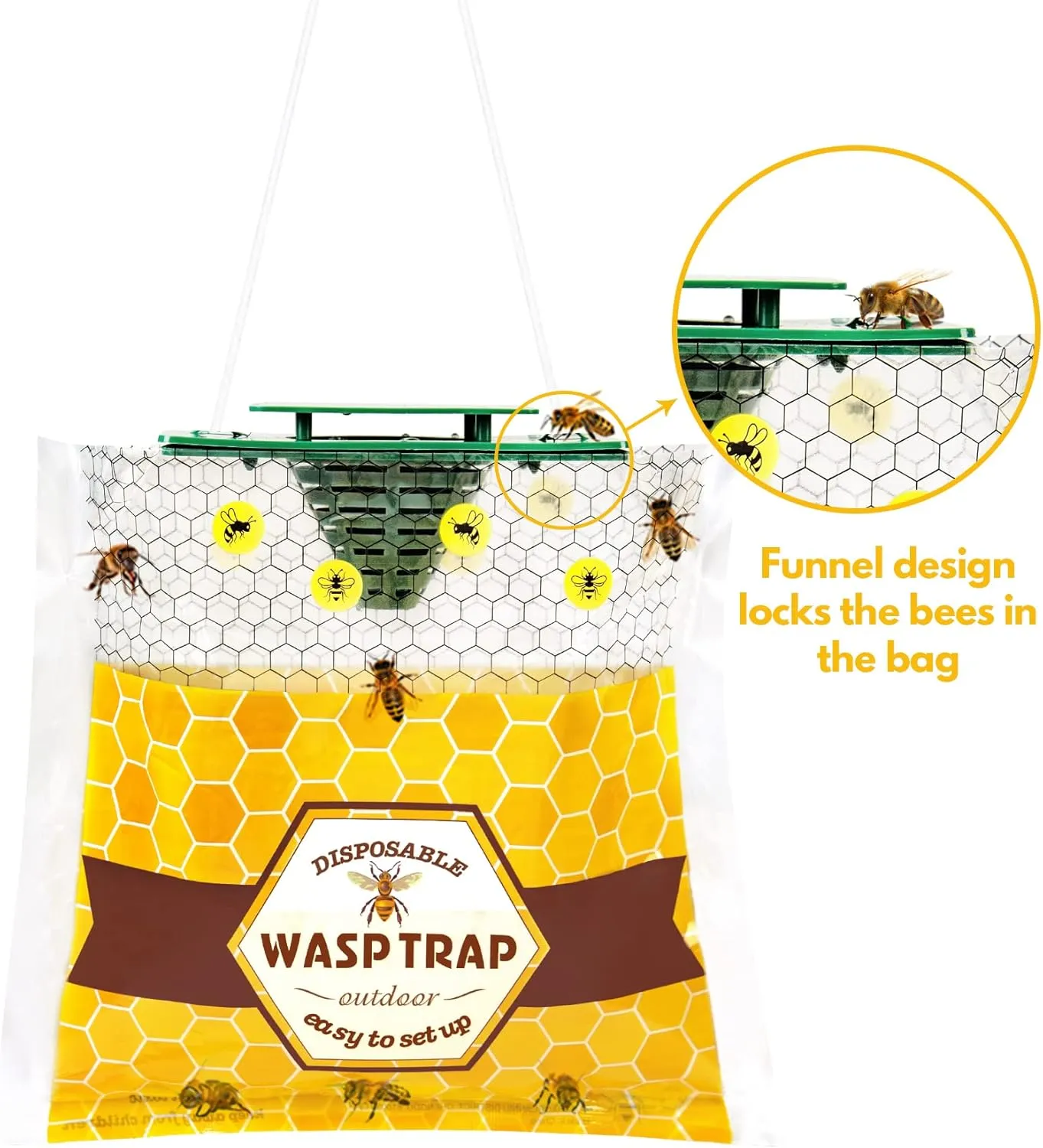 8 Pack Yellow Jacket Trap, Disposable Wasp Traps Outdoor Hanging, Carpenter Bee Traps for Outside, Hornet Trap, Hornet Killers for Fly, Insects and Bug