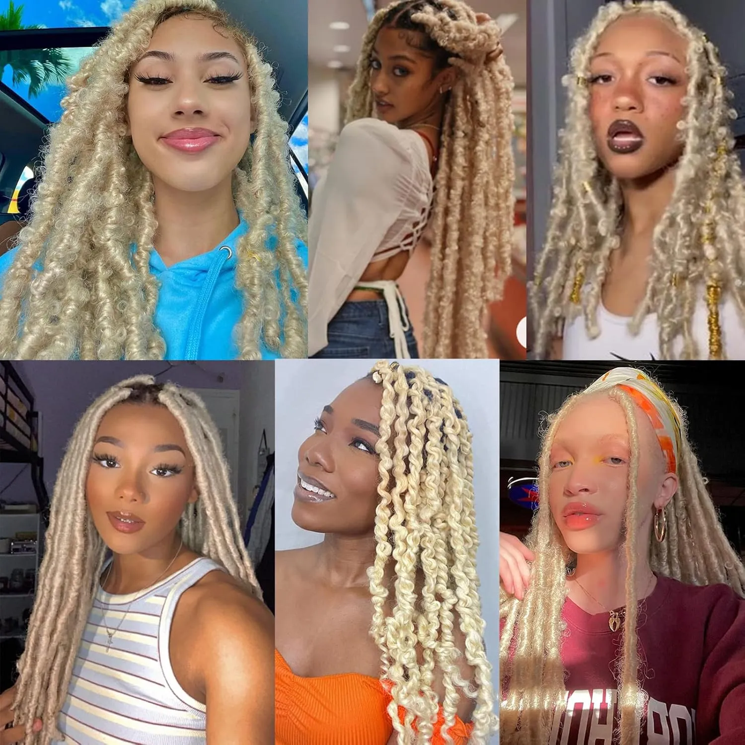 8 Packs Blond Pre-Separated Springy Afro Twist Hair 24 Inch Long Spring Twist Crochet Braids Hair For Soft Faux Locs Afro Kinky Marley Crochet Braiding Hair Extension For Women(8 Strands/Pack,613#)