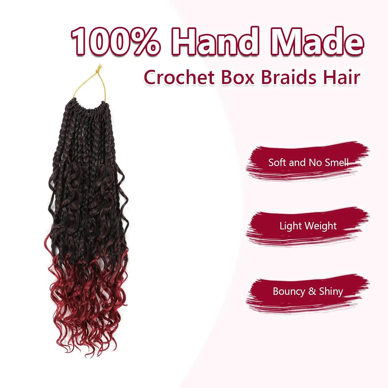 8 Packs Box Braids Crochet Braids with Curly Ends 12 Inch Crochet Box Braids 3X Box Braid Crochet Hair Extension(12(8Packs), 1B/Bug)