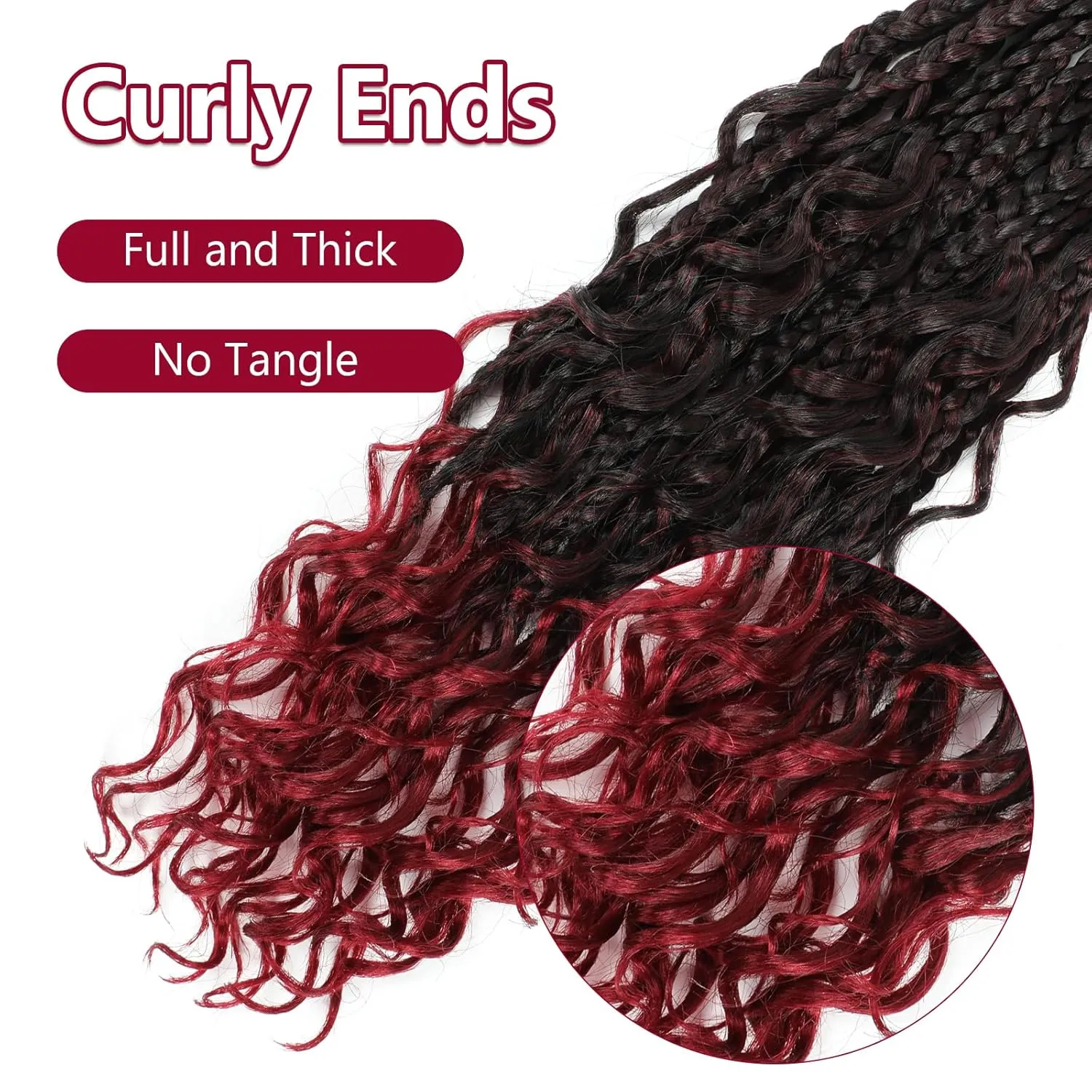8 Packs Box Braids Crochet Braids with Curly Ends 12 Inch Crochet Box Braids 3X Box Braid Crochet Hair Extension(12(8Packs), 1B/Bug)