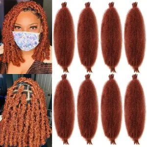 8 Packs Copper Red Springy Afro Twist Crochet Hair 16 Inch Pre-Separated Spring Twist Hair Marley Crochet Braiding For Distressed Soft Locs Hair Extension For Women (8 Strands/Pack,350#)