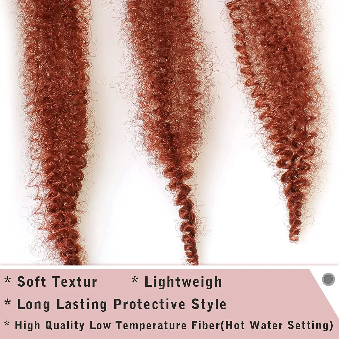 8 Packs Copper Red Springy Afro Twist Crochet Hair 16 Inch Pre-Separated Spring Twist Hair Marley Crochet Braiding For Distressed Soft Locs Hair Extension For Women (8 Strands/Pack,350#)