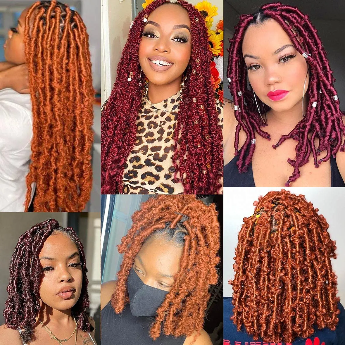 8 Packs Copper Red Springy Afro Twist Crochet Hair 16 Inch Pre-Separated Spring Twist Hair Marley Crochet Braiding For Distressed Soft Locs Hair Extension For Women (8 Strands/Pack,350#)