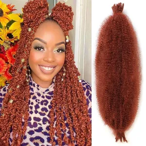 8 Packs Copper Red Springy Afro Twist Crochet Hair 24 Inch Pre-Separated Spring Twist Hair Marley Crochet Braiding For Distressed Soft Locs Hair Extension For Women(8 Strands/Pack,350#)